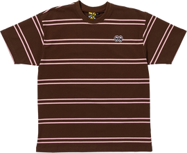 Krooked EYES EMB STRIPE SS M-BROWN/PINK/BLK/WHT