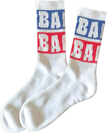BAKER BLUE BLOCK CREW SOCKS WHT