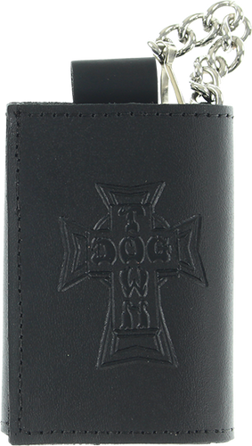 DOGTOWN SMALL TRIFOLD LEATHER CHAIN WALLET BLACK