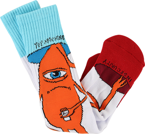 Toy Machine INSECURITY CREW SOCKS WHT/BLU/ORG/RED 1pr