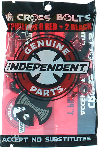 Independent CROSS BOLTS W/TOOL 1" PHILLIPS BLK/RED 1set