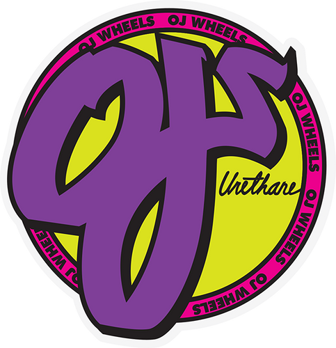 OJ OJ WHEELS STICKER 3X3.1 PURPLE/PINK/YELLOW