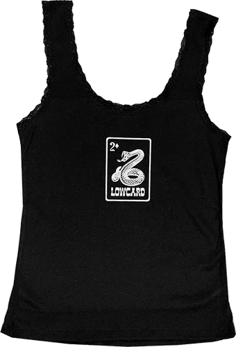 LOWCARD RATTLER CARD LACE TRIMMED TANK TOP L-BLK