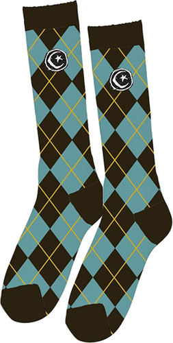 FOUND ARGYLE TALL SOCKS BLUE/BROWN 1pr