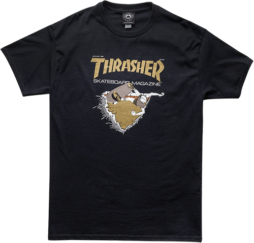 THRASHER FIRST COVER SS XL-BLACK/GOLD