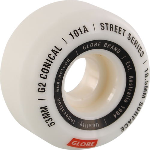 GLOBE G2 CONICAL STREET 53mm 101a WHITE/ESSENTIAL