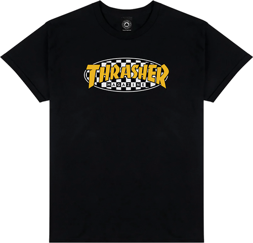 THRASHER CHECKERED OVAL SS M-BLACK