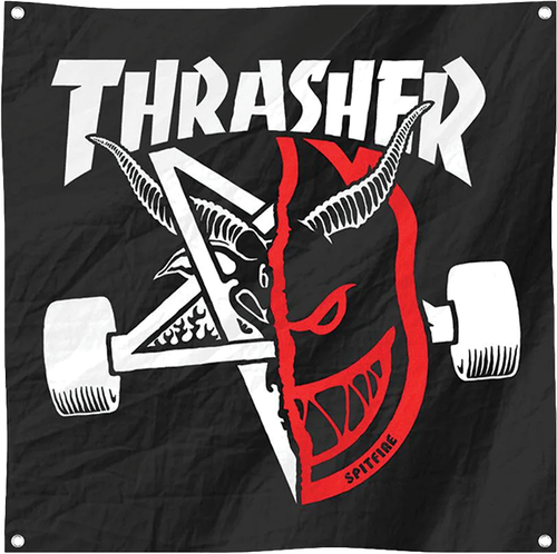 THRASHER SF THRASH AND BURN BANNER BLACK