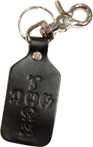 DOGTOWN CROSS LETTERS LEATHER CLIP ON KEYCHAIN