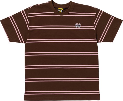 Krooked EYES EMB STRIPE SS S-BROWN/PINK/BLK/WHT