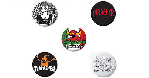 THRASHER TOY MACHINE 1" ASST.5/PK BUTTONS