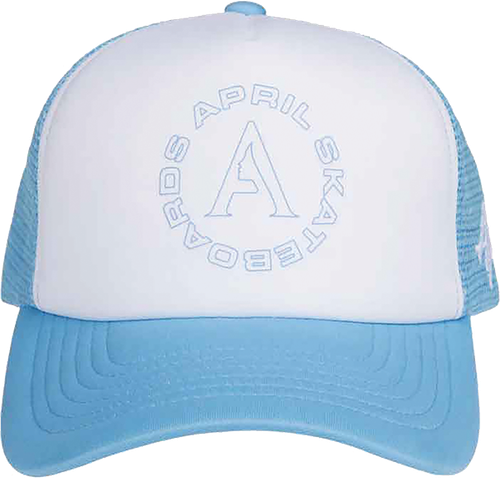 APRIL FULL CIRCLE TRUCKER HAT ADJ-WHT/LT.BLU
