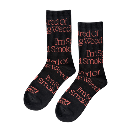 JACUZZI SCARED OF SMOKING WEED CREW SOCKS BLACK