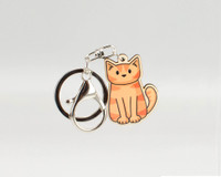 Sitting Cat - Wooden Cat Keyring