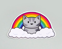 Rainbow Cloud Cat  - Vinyl cat sticker