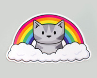 Rainbow Cloud Cat  - Vinyl cat sticker