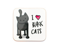 I Love Black Cats Coaster