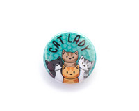 Cat Lady - button badge