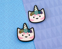 Unicorn Cat Patch Hair Clips - Pair