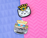 Crown Cat Patch Hair Clips - Pair