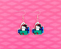 Cat and Gifts Christmas Earrings