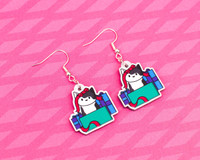 Cat and Gifts Christmas Earrings