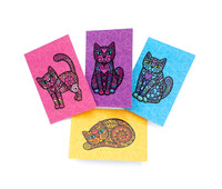 Super Doodley Cats - 4 Mini Cards (with Envelopes