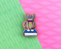 Nerd Cat - Wooden Pin