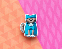 Green Scrubs Cat - Veterinary Nurse Doctor Surgeon - Acrylic Pin