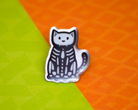 Skeleton Cat - Halloween Metal Pin  Skeleton Cat - Halloween Metal Pin