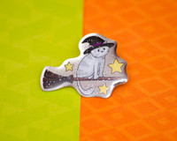 Broomstick Cat - Halloween Metal Pin Broomstick Cat - Halloween Metal Pin