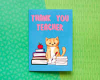 Thank You Teacher - Greetings Card - Blue