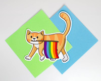 Pride Cat - Rainbow Flag- Vinyl cat sticker