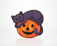 Pumpkin Cat - Wooden Pin - Halloween Pumpkin Cat - Wooden Pin - Halloween