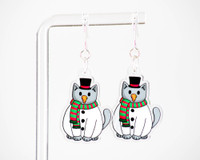 Snow Cat Earrings - LIMITED EDITION - Sterling Silver