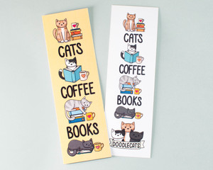 Cats, Coffee and Books Bookmarks x2