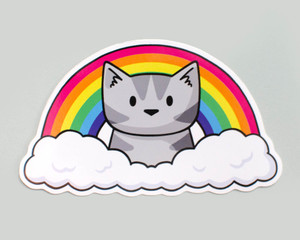 Rainbow Cloud Cat - Vinyl cat sticker Rainbow Cloud Cat - Vinyl cat sticker