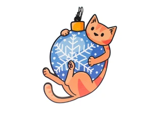 Bauble Cat - Wooden Christmas Decoration