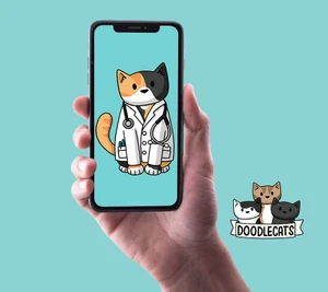 Vet/Doctor Cat - Phone Wallpaper