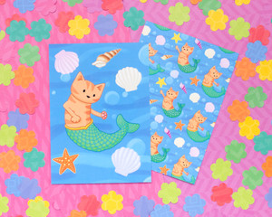 Mermaid Cat Postcards - Set of 6 Mermaid Cat Postcards - Set of 6