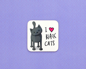 I Love Black Cats Coaster