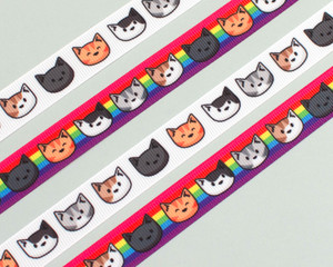 Cat Head Grosgrain Ribbon 16mm - per metre Cat Head Grosgrain Ribbon 16mm - per metre