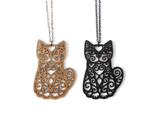 Spiral Cats - Statement Necklace - Sitting Front Spiral Cats - Statement Necklace - Sitting Front