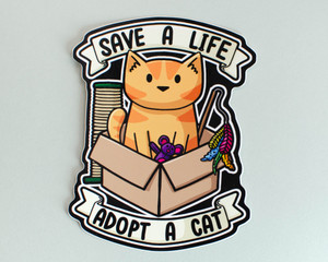 Save A Life, Adopt A Cat - Vinyl sticker Save A Life, Adopt A Cat - Vinyl sticker