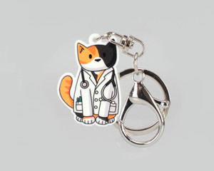 Doctor - Vet - Calico Cat - Acrylic Keyring - Recycled Doctor - Vet - Calico Cat - Acrylic Keyring - Recycled