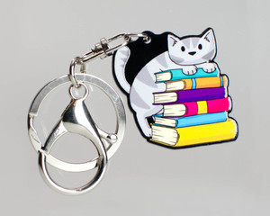 Grey Book Cat - Key Ring - ECO Grey Book Cat - Key Ring - ECO