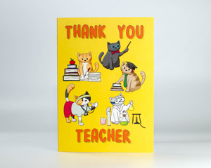 Thank You Teacher - Greetings Card - Yellow Thank You Teacher - Greetings Card - Yellow