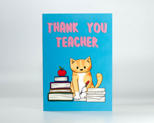 Thank You Teacher - Greetings Card - Blue Thank You Teacher - Greetings Card - Blue