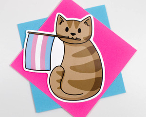 Pride Cat - Trans Flag- Vinyl cat sticker Pride Cat - Trans Flag- Vinyl cat sticker