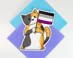 Pride Cat - Asexual Flag- Vinyl cat sticker Pride Cat - Asexual Flag- Vinyl cat sticker